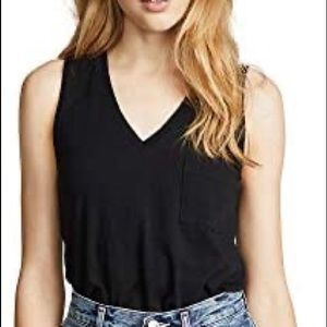 Madewell whisper cotton v-neck black tank